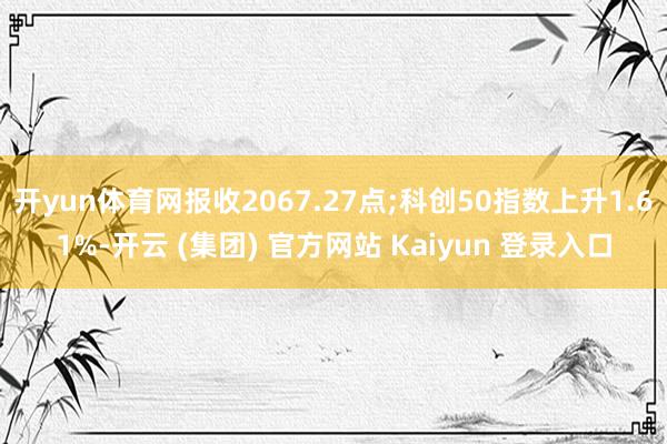 开yun体育网报收2067.27点;科创50指数上升1.61%-开云 (集团) 官方网站 Kaiyun 登录入口