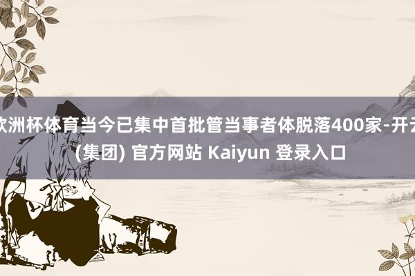 欧洲杯体育当今已集中首批管当事者体脱落400家-开云 (集团) 官方网站 Kaiyun 登录入口