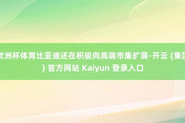 欧洲杯体育比亚迪还在积极向高端市集扩展-开云 (集团) 官方网站 Kaiyun 登录入口